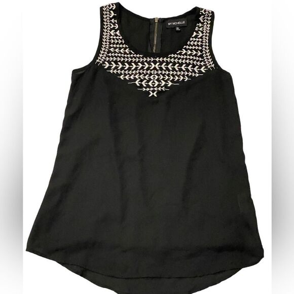 My Michelle Black and White Embroidered Tank Top - Picture 2 of 7
